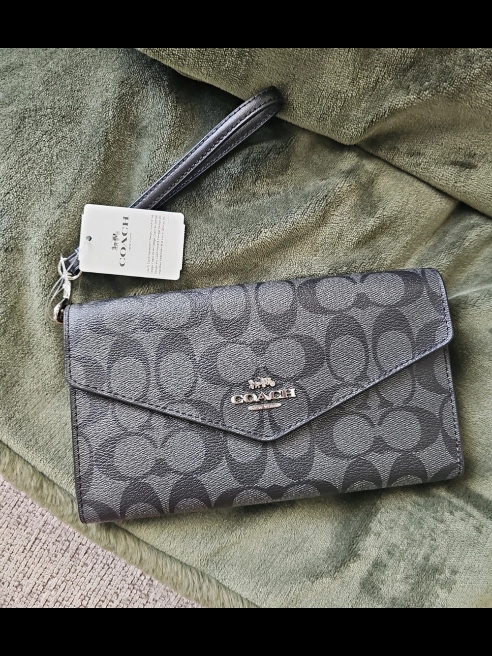Coach Black Signature Canvas Wristlet Clutch